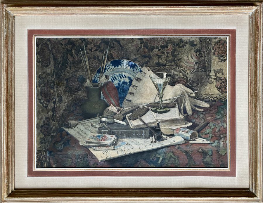 Still Life with a Cigars, Playing Cards and Delft Plate - Image 2