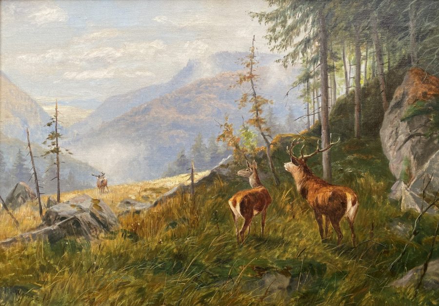 Deer in a Mountain Landscape
