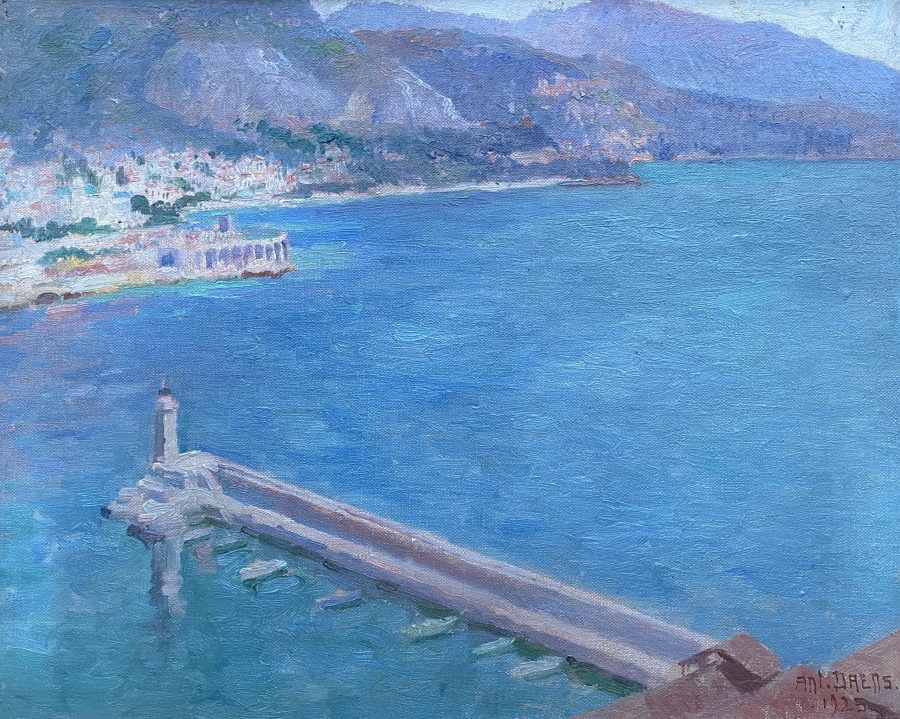 Seascape with Pier and Lighthouse of Monaco Harbour