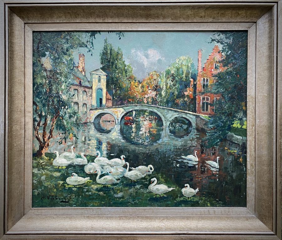 A Canal View of Bruges with White Swans - Beguinage Entrance - Image 2