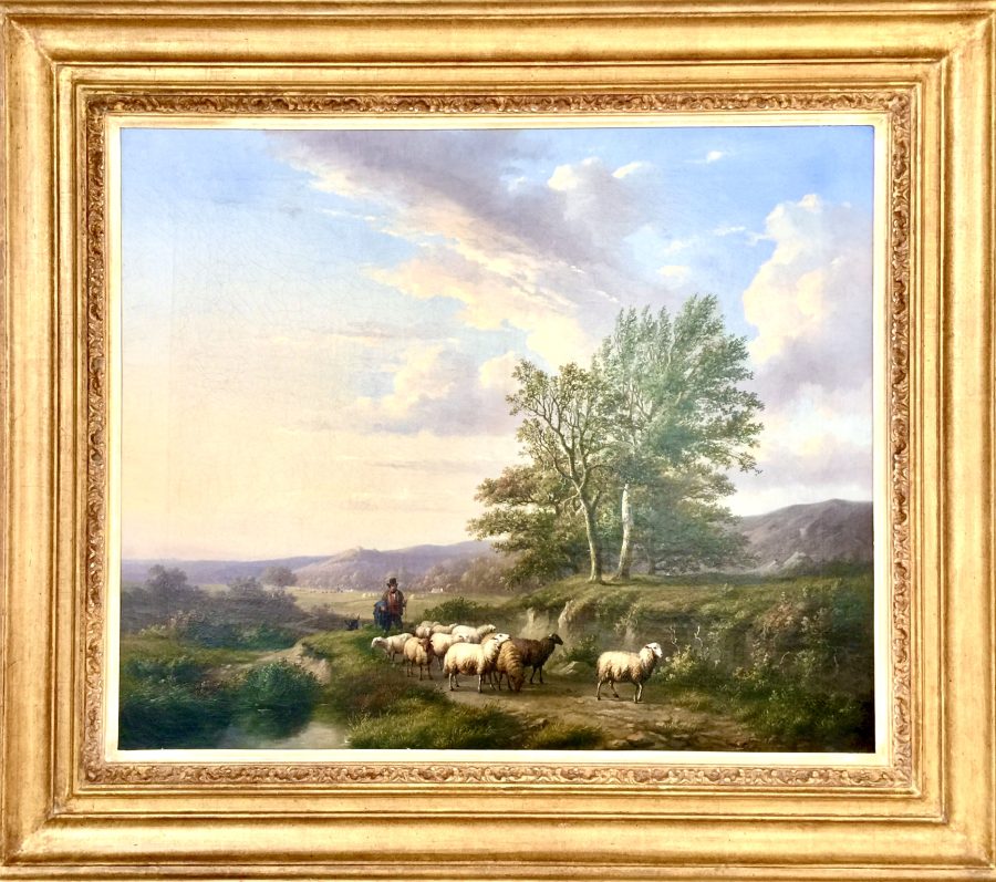 Shepherd with Sheep in Panoramic Summer Landscape - Image 2