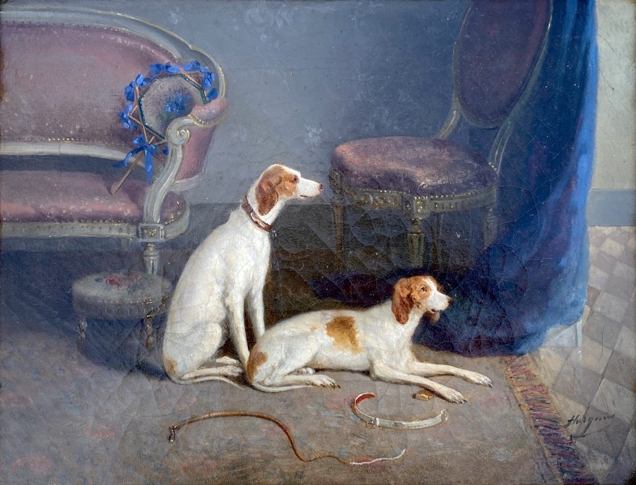 Interior with Two Hunting Dogs