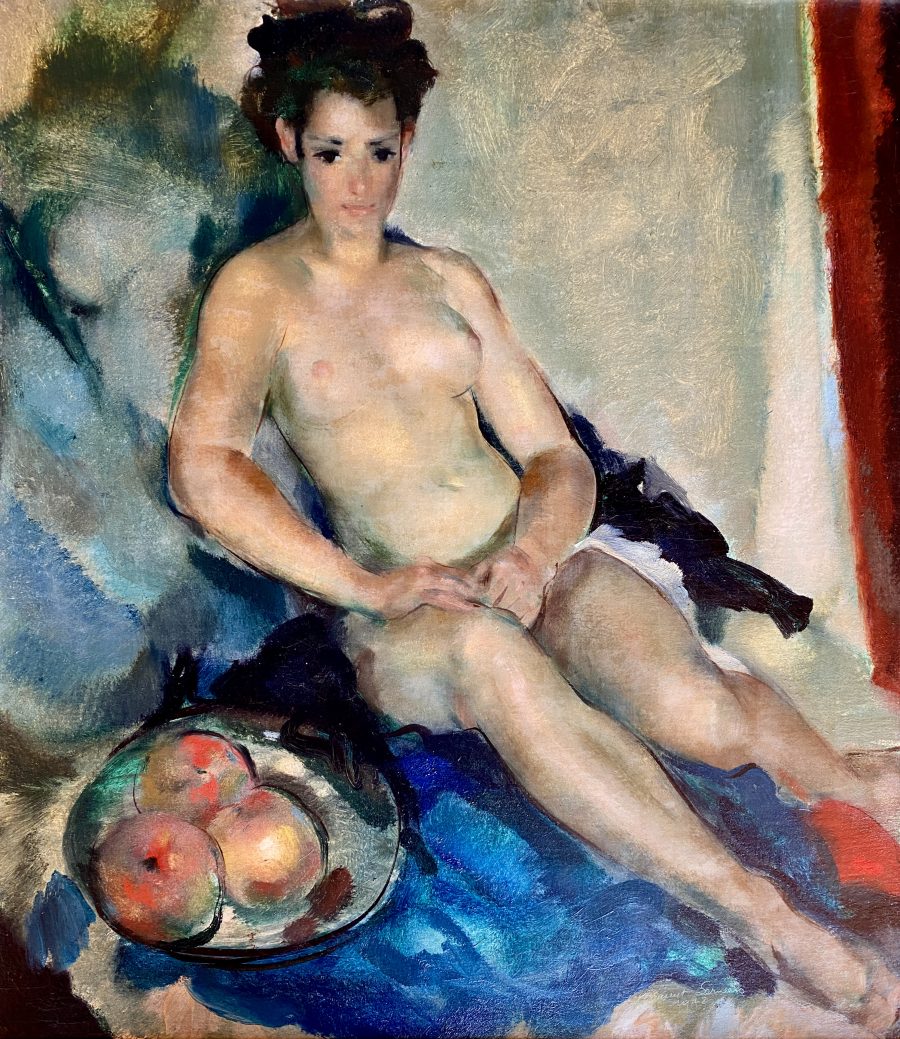 Reclining Nude with Bowl of Fruit