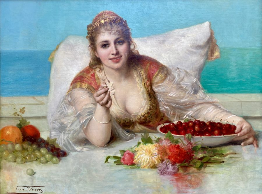 Oriental Woman with Fruits and Flowers