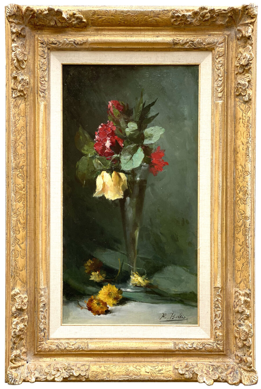 Red and Yellow Roses in a Glass Vase - Image 2
