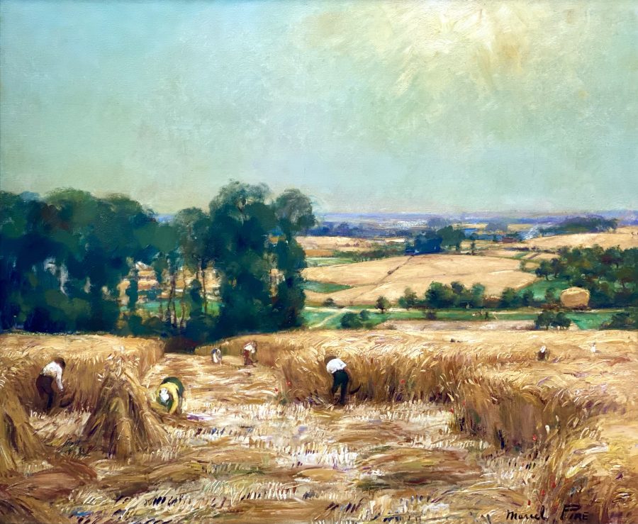Wheat Field with Working Farmers