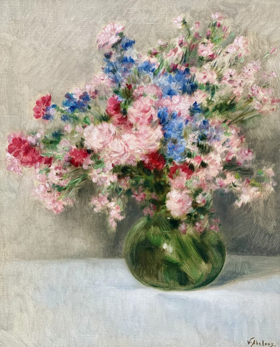 Bouquet of Flowers in a Green Vase