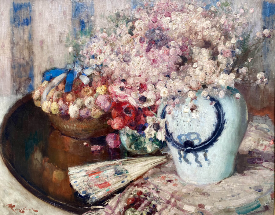 Still Life with Flowers in a Vase and Folding Fan