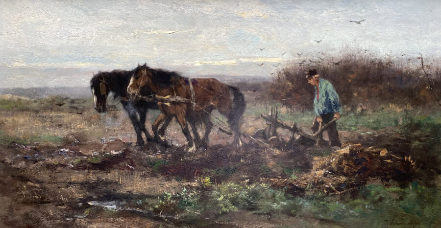 Spring Ploughing with Two Horses