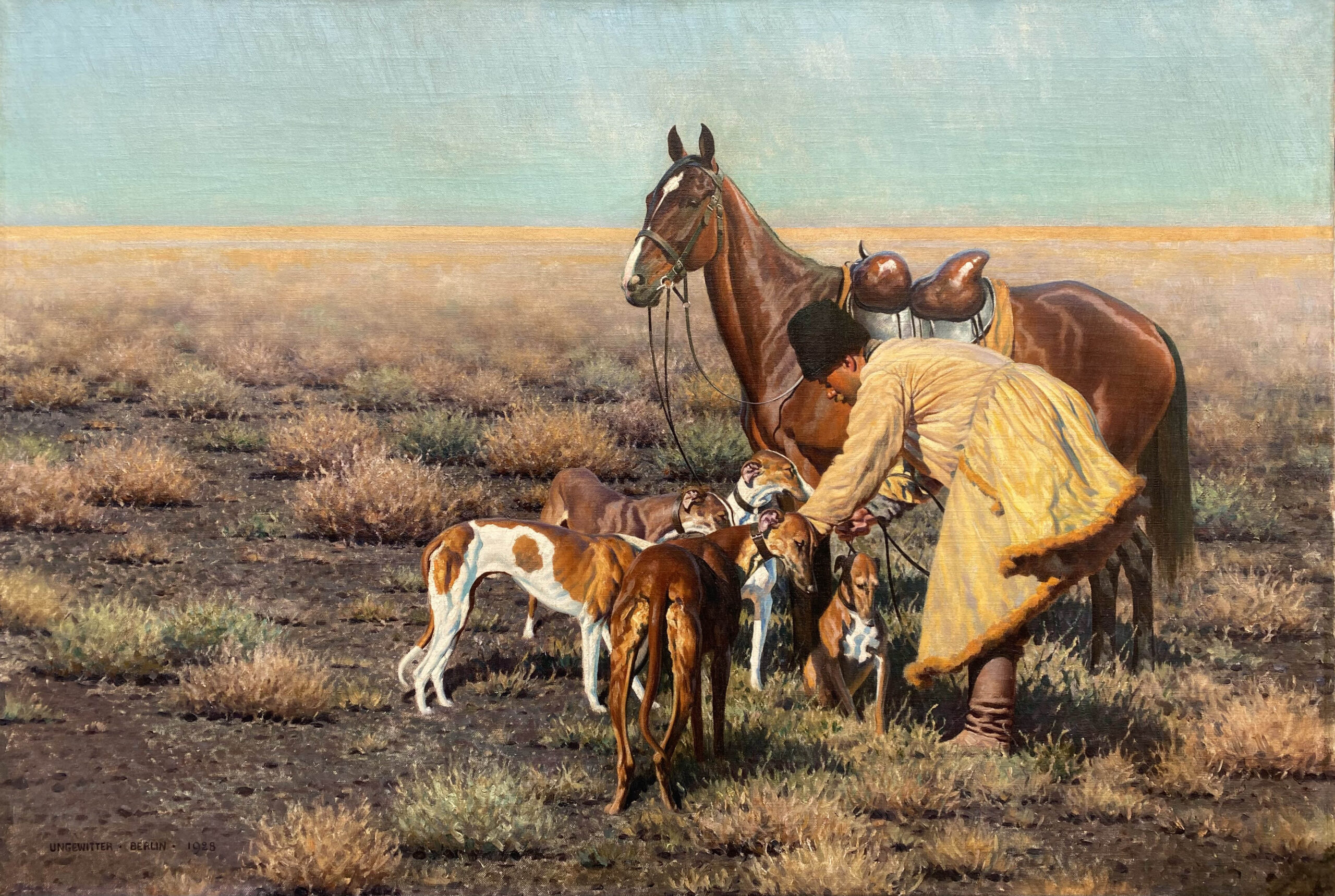 Hunter with Horse and Hounds